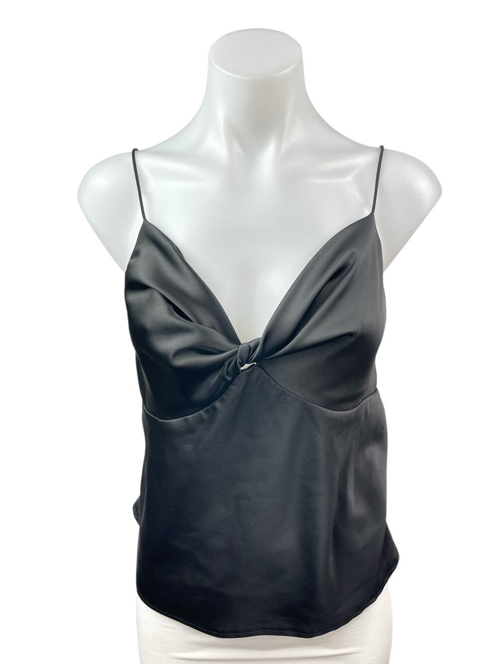 Princess Polly Black Silk Satin Sleeveless Twist Front Cami Camisole Tank Top 10